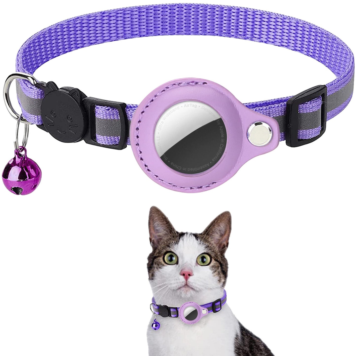 Reflective AirTag Cat Collar with Bell