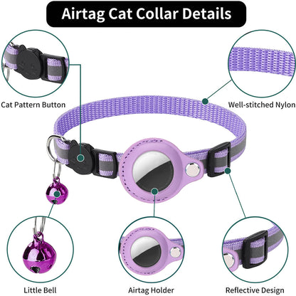 Reflective AirTag Cat Collar with Bell