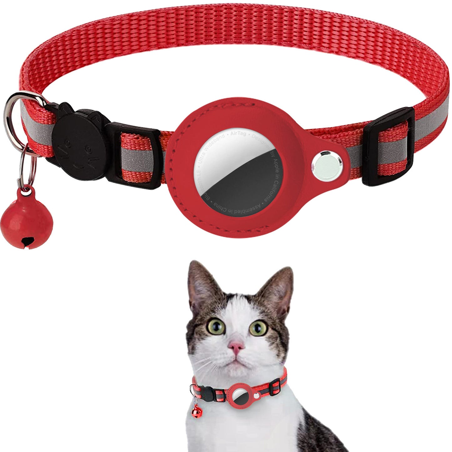 Reflective AirTag Cat Collar with Bell