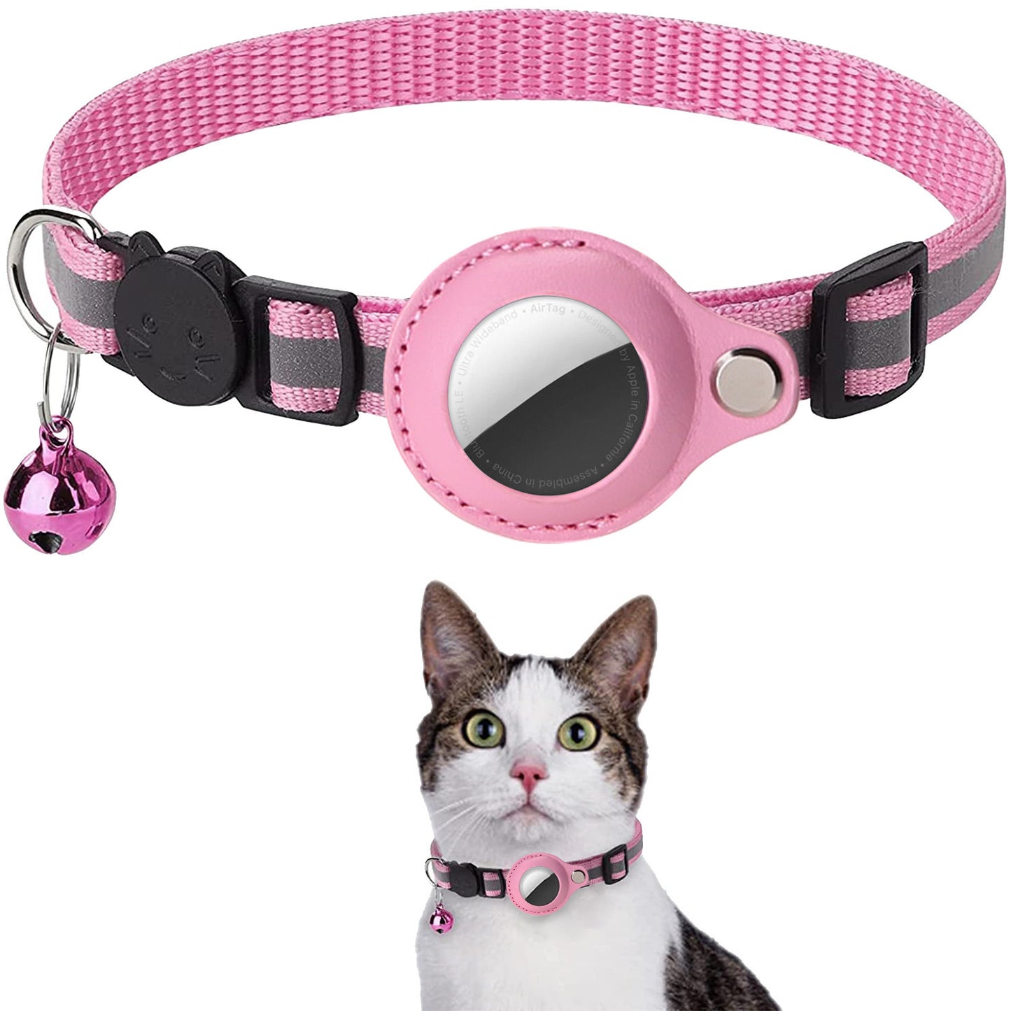 Reflective AirTag Cat Collar with Bell