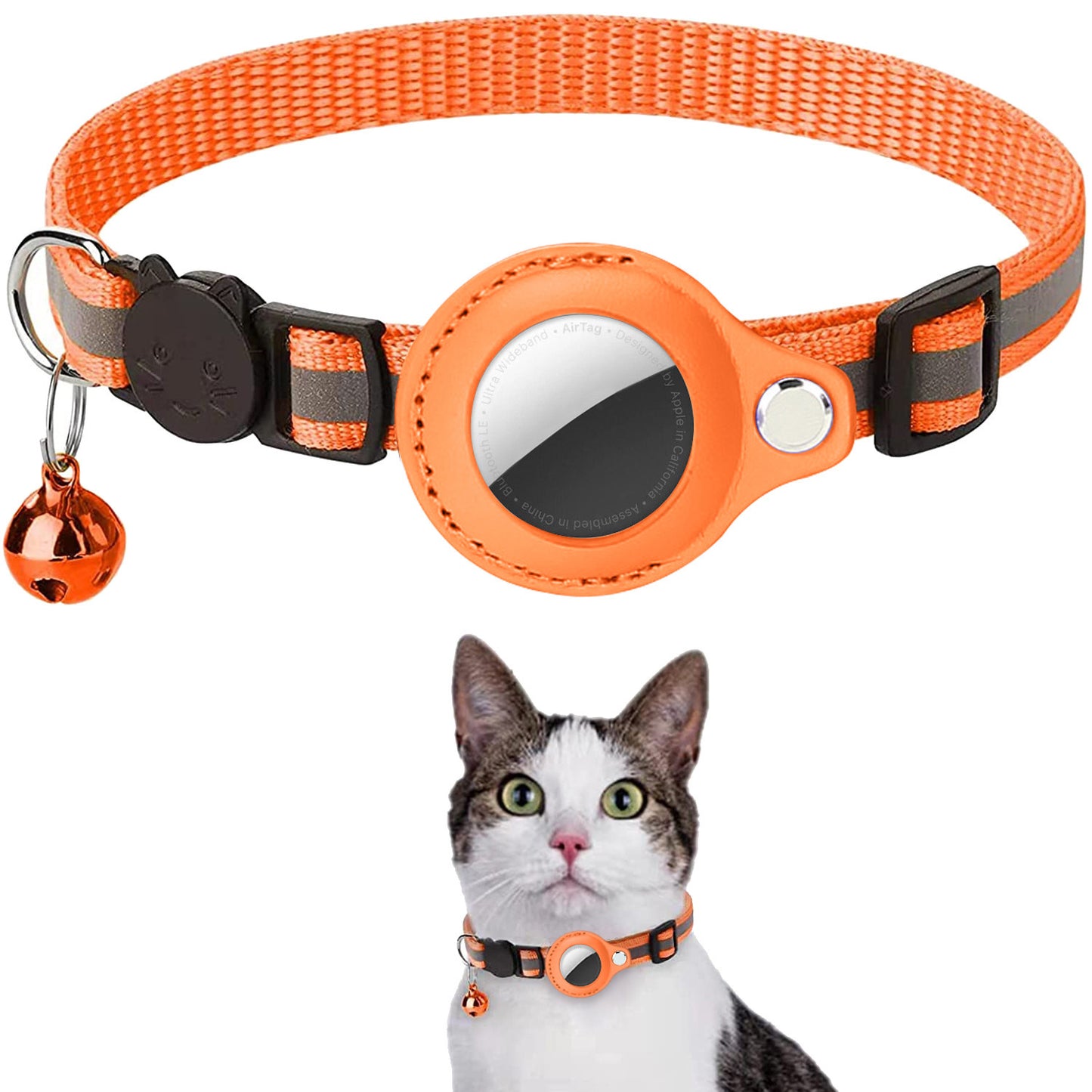 Reflective AirTag Cat Collar with Bell