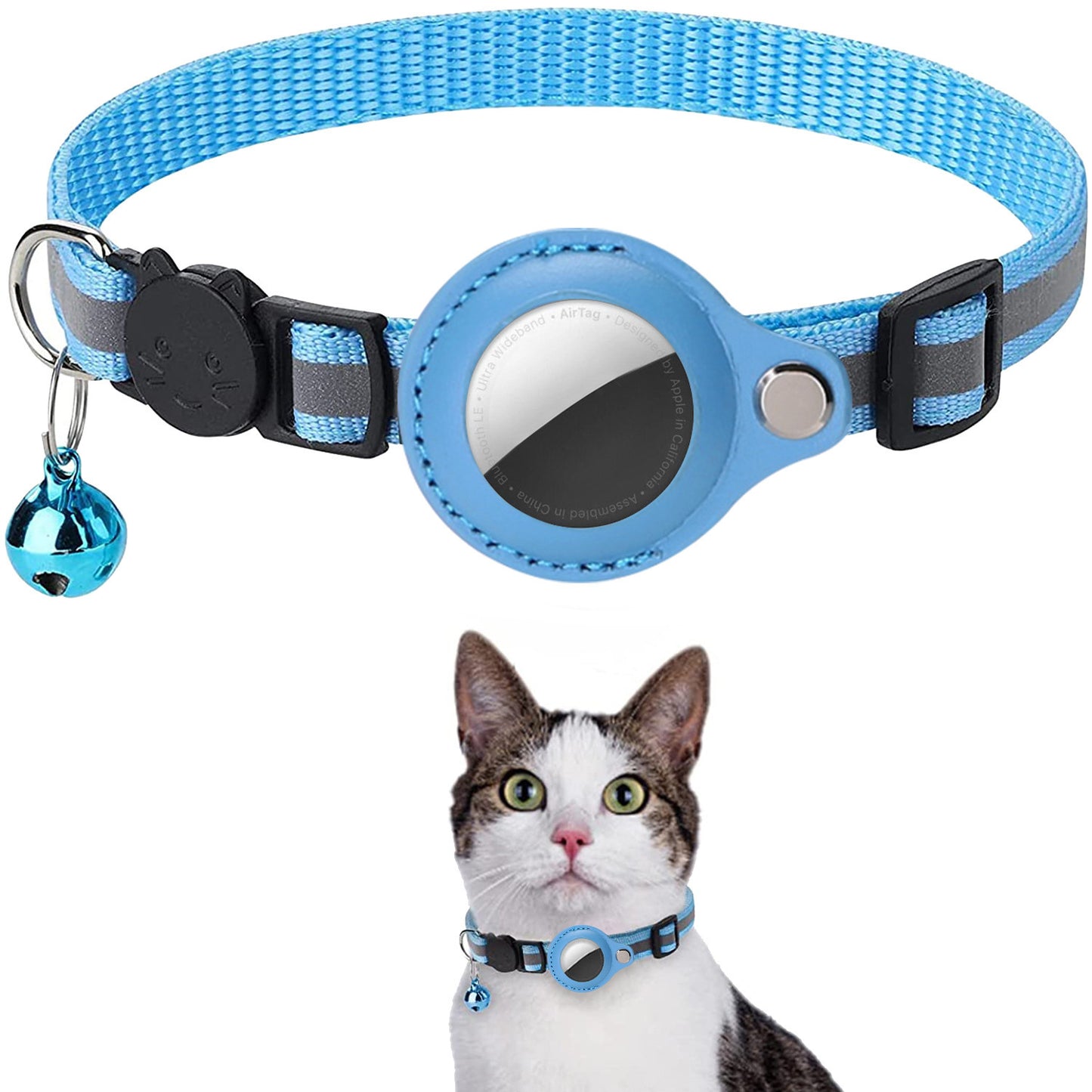 Reflective AirTag Cat Collar with Bell